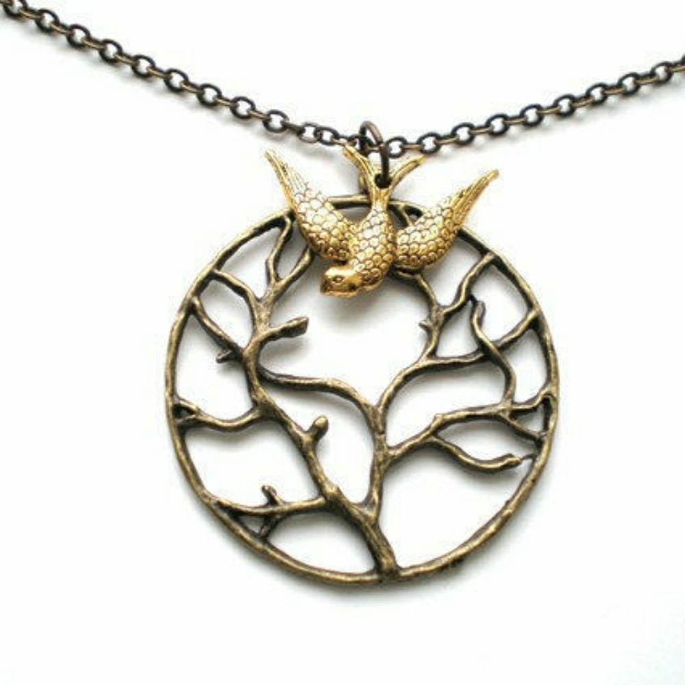 Handmade Branches of Life Swallow Necklace